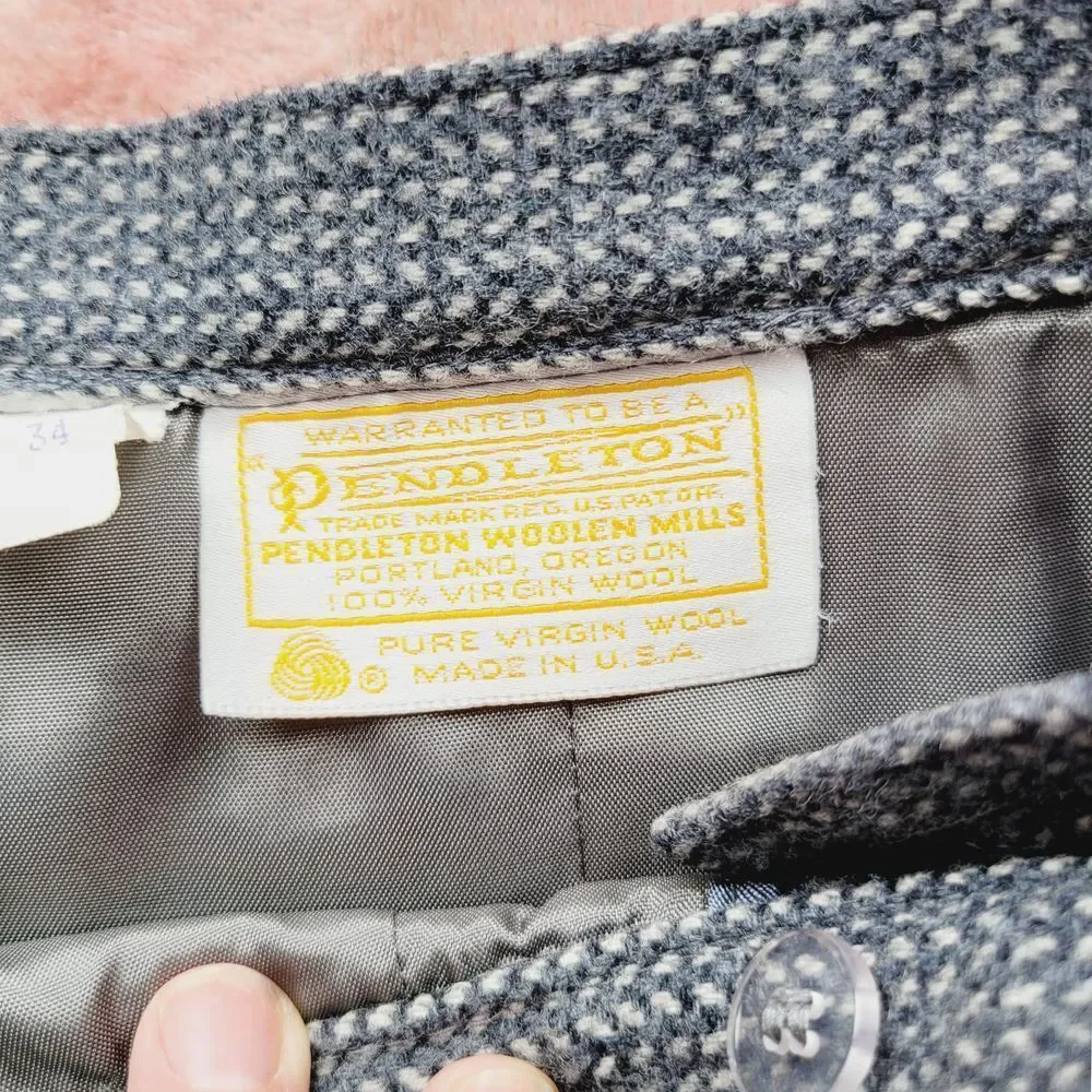 Pendleton‎ Vintage Grey Tweed Wool Skirt 8 USA Midi Pencil Vintage Office Career